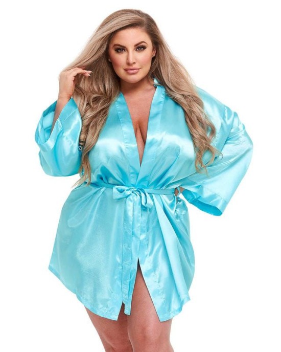 Baci All Satin Robe - Blue - QS