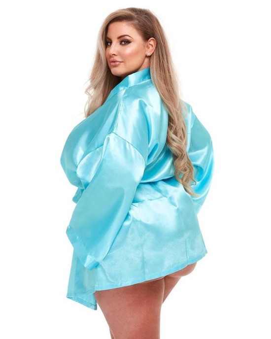 Baci All Satin Robe - Blue - QS