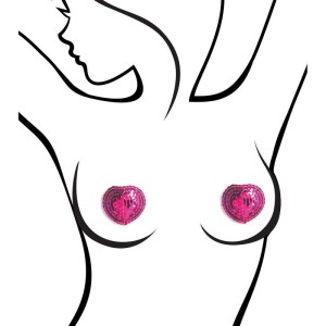 Sexy AF - Nipple Couture Sequin Pink Hearts - Reuseable Pasties