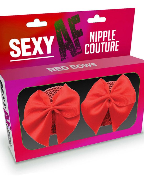 Sexy AF - Nipple Couture Red Bows - Reuseable Pasties