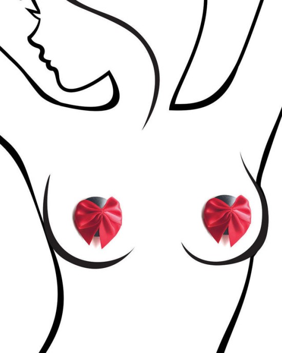 Sexy AF - Nipple Couture Red Bows - Reuseable Pasties