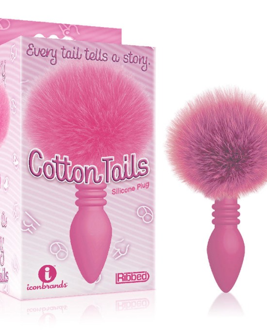 The 9's Cottontails - Ribbed Pink Butt Plug with Bunny Tail