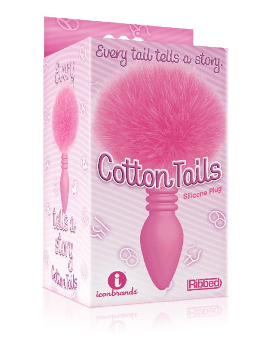 The 9's Cottontails - Ribbed Pink Butt Plug with Bunny Tail