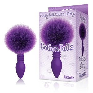 The 9's Cottontails - Ribbed Purple Butt Plug with Bunny Tail