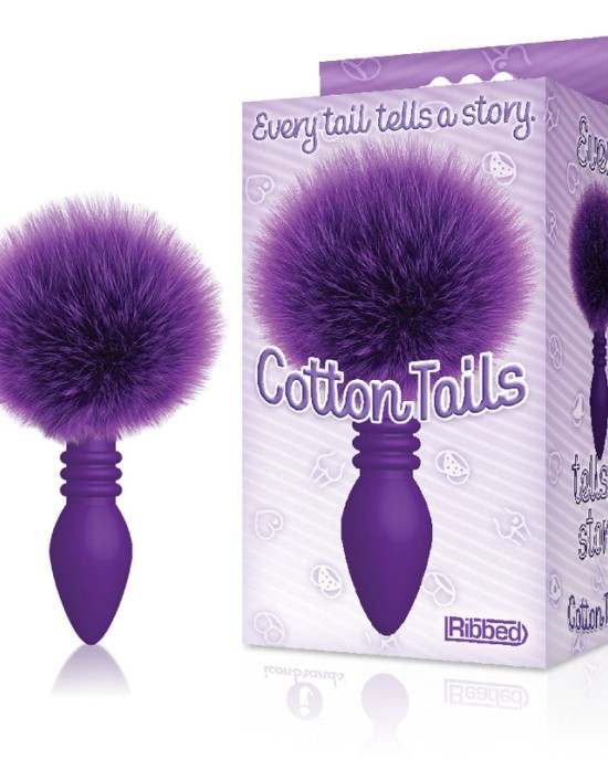 The 9's Cottontails - Ribbed Purple Butt Plug with Bunny Tail