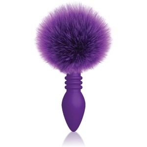 The 9's Cottontails - Ribbed Purple Butt Plug with Bunny Tail