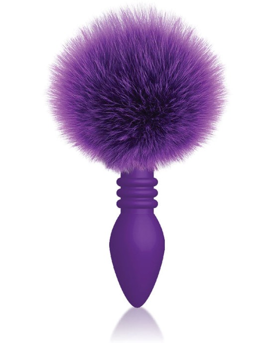 The 9's Cottontails - Ribbed Purple Butt Plug with Bunny Tail