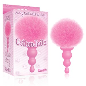 The 9's Cottontails - Beaded, Pink Butt Plug with Bunny Tail