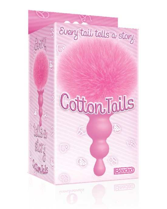 The 9's Cottontails - Beaded, Pink Butt Plug with Bunny Tail