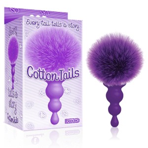 The 9's Cottontails - Beaded Purple Butt Plug with Bunny Tail