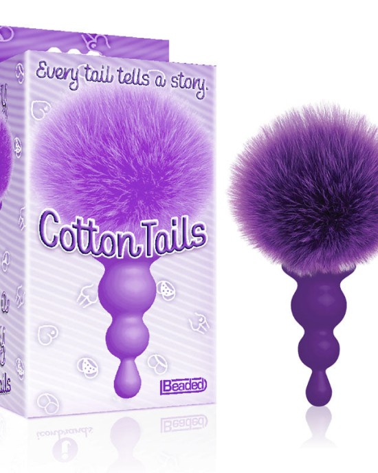 The 9's Cottontails - Beaded Purple Butt Plug with Bunny Tail