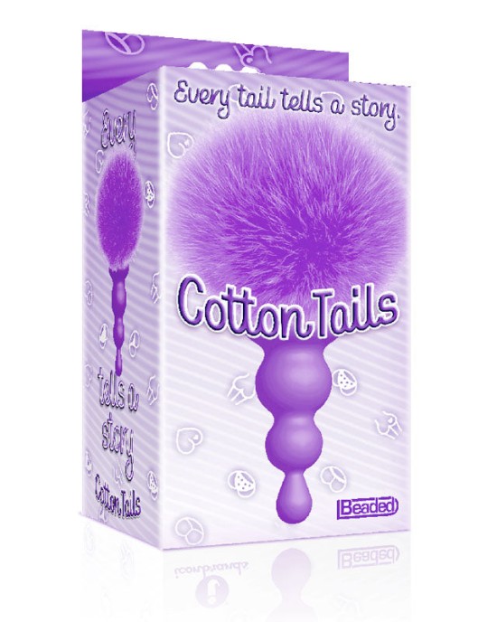 The 9's Cottontails - Beaded Purple Butt Plug with Bunny Tail