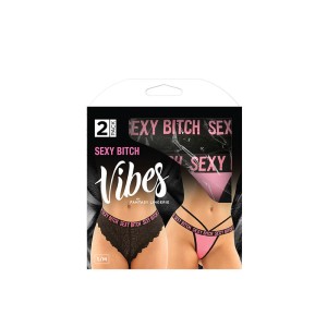 Vibes Sexy Bitch Brief & Thong - 2 Pack - L/XL