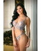 Tease Reese Butterfly Embroidered Crop Bustier & Matching Panty - Periwinkle Dust - M/L