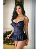 Tease Elle Skirted Bustier & Panty - Navy Floral - M/L