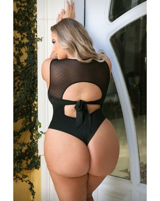 Curve Raven High Neck Bodysuit - Black - 1X/2X