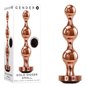 Gender X Gold Digger - Small Rose Gold Butt Plug with Black Gem Base