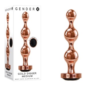 Gender X Gold Digger - Medium Rose Gold Butt Plug with Black Gem Base