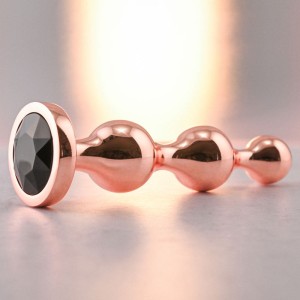 Gender X Gold Digger - Medium Rose Gold Butt Plug with Black Gem Base