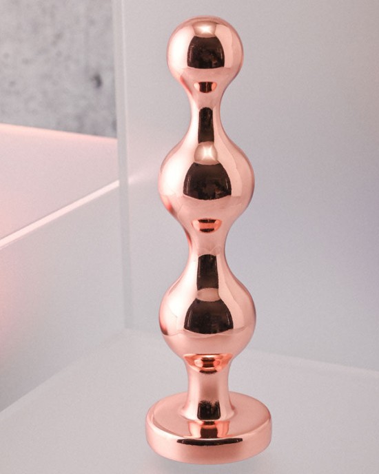 Gender X Gold Digger - Medium Rose Gold Butt Plug with Black Gem Base