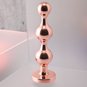 Gender X Gold Digger - Large Rose Gold Butt Plug with Black Gem Base