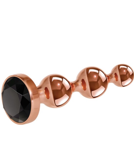 Gender X Gold Digger - Large Rose Gold Butt Plug with Black Gem Base