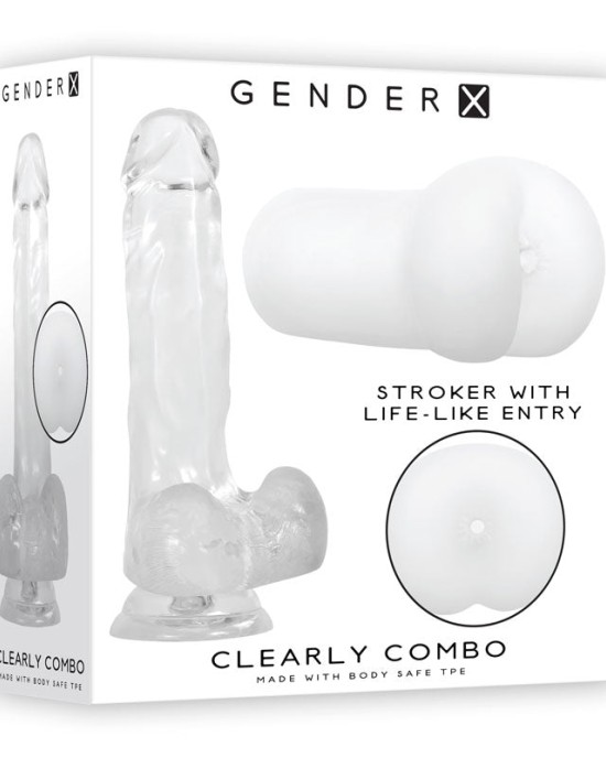 Gender X Clearly Combo - Clear Dildo and Masturbator Set