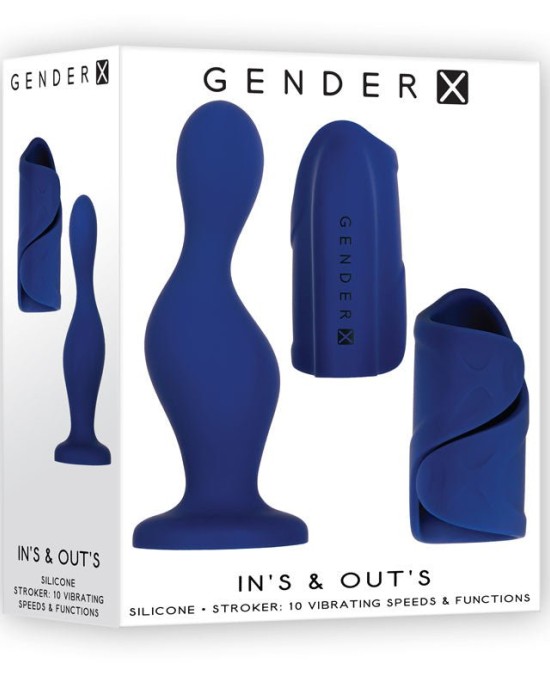 Gender X In's & Out's - Blue Plug and Vibrating Stroker Kit