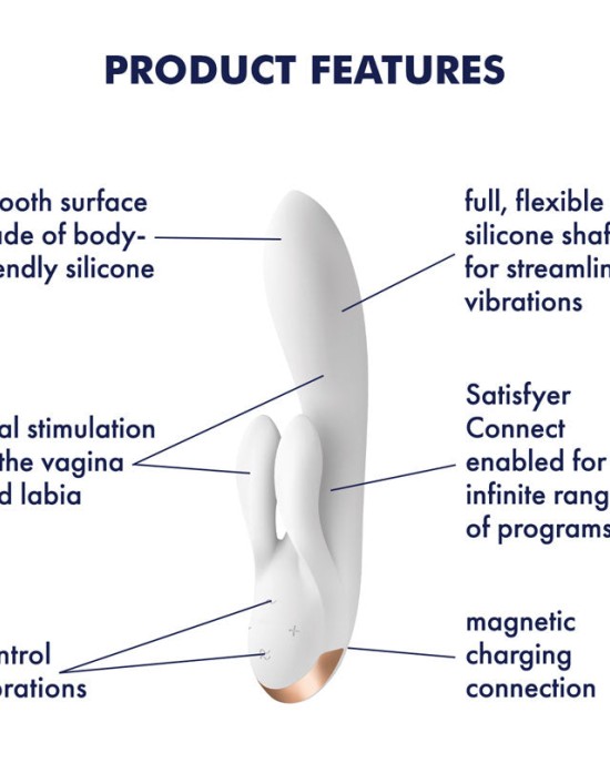 Satisfyer Double Flex App Rabbit Vibrator - White