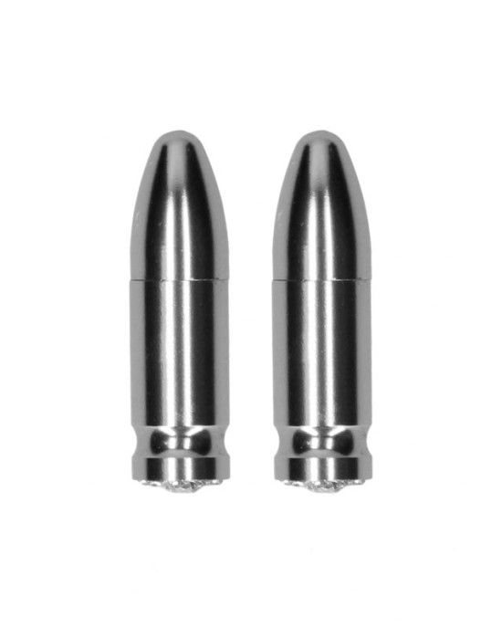 OUCH! Magnetic Nipple Clamps - Silver Diamond Bullet