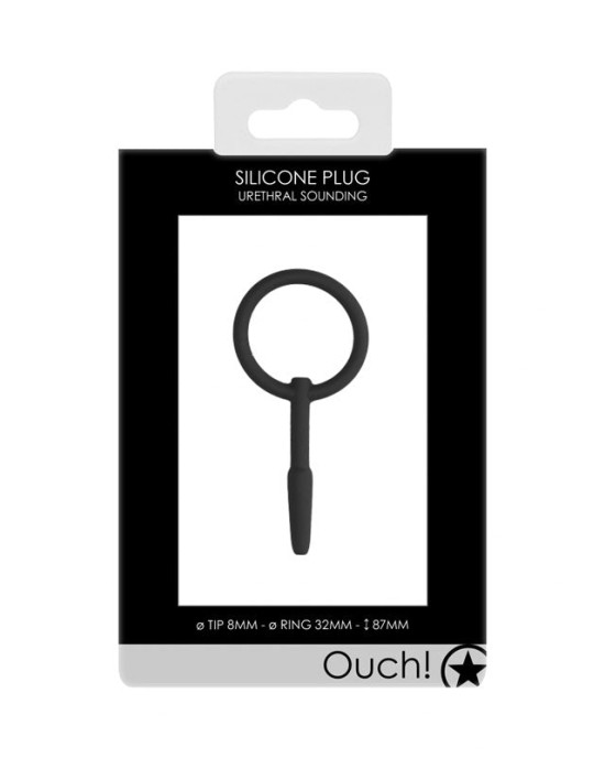 OUCH! Urethral Sounding - Silicone - Black 8.5cm Plug