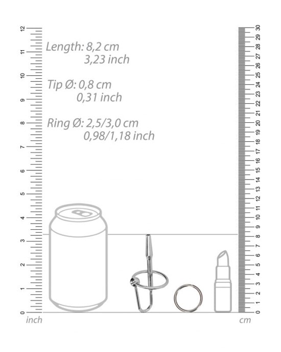 OUCH! Urethral Sounding - Stainless Steel 8cm Plug with Ring