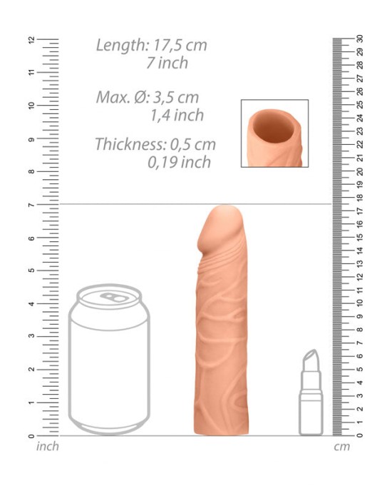 RealRock 7 Inch Realistic Penis Extender - Flesh