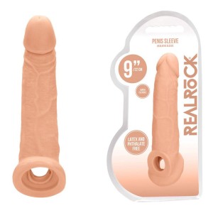 RealRock 9 Inch Realistic Penis Extender with Rings - Flesh