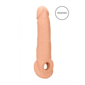 RealRock 9 Inch Realistic Penis Extender with Rings - Flesh