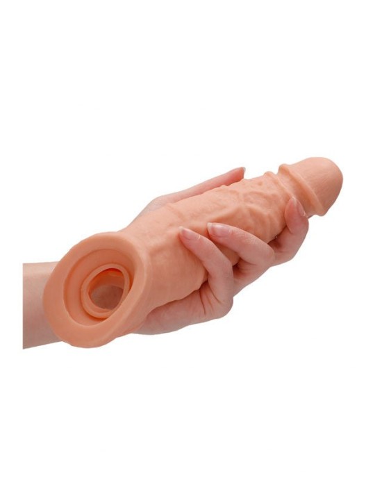 RealRock 9 Inch Realistic Penis Extender with Rings - Flesh