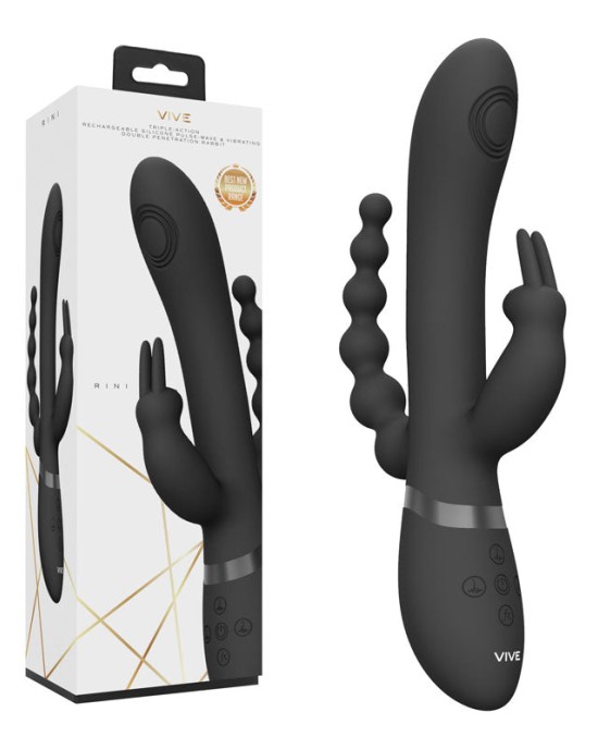 Vive RINI Rabbit Vibrator with Anal Teaser - Black