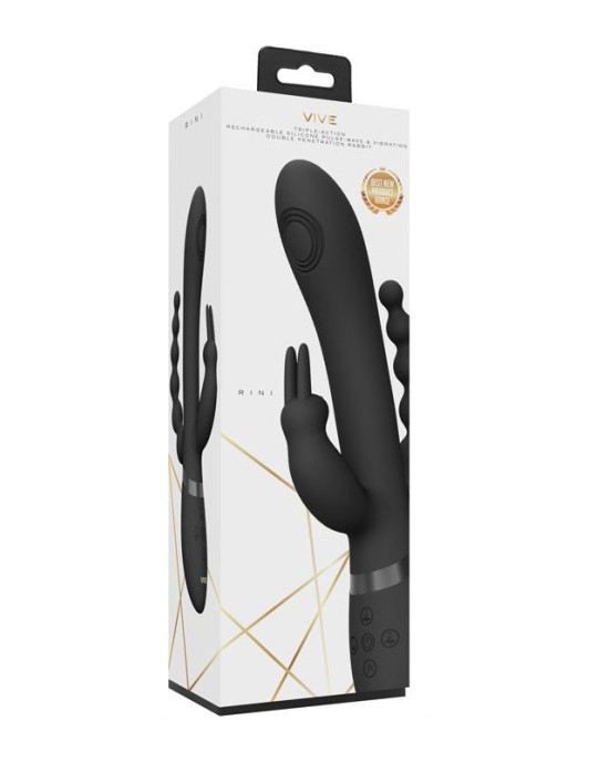 Vive RINI Rabbit Vibrator with Anal Teaser - Black