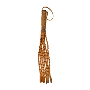 OUCH! Italian Leather 7 Braided Tails & 6 Handle Brown 61cm Whip