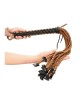 OUCH! Italian Leather Braided Tails Brown 84cm Flogger