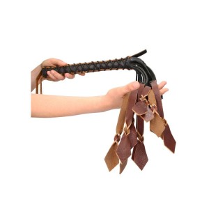 OUCH! Italian Leather 12 Stylish Tails Brown 82cm Flogger