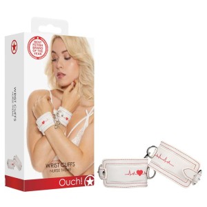 OUCH! Wrist Cuffs - Nurse Theme - White/Red Restraints