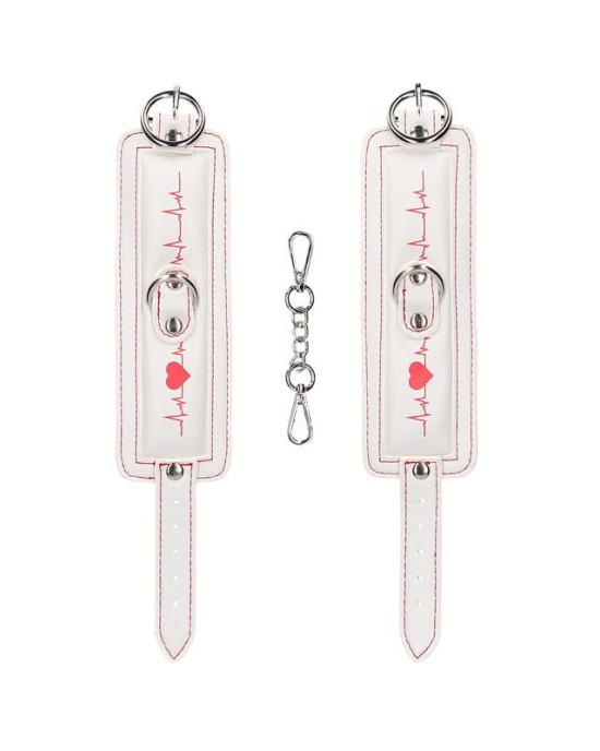 OUCH! Wrist Cuffs - Nurse Theme - White/Red Restraints