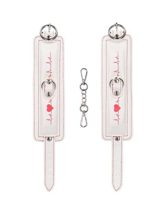 OUCH! Ankle Cuffs - Nurse Theme - White/Red Restraints