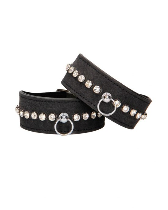 OUCH! Diamond Studded Wrist Cuffs - Black