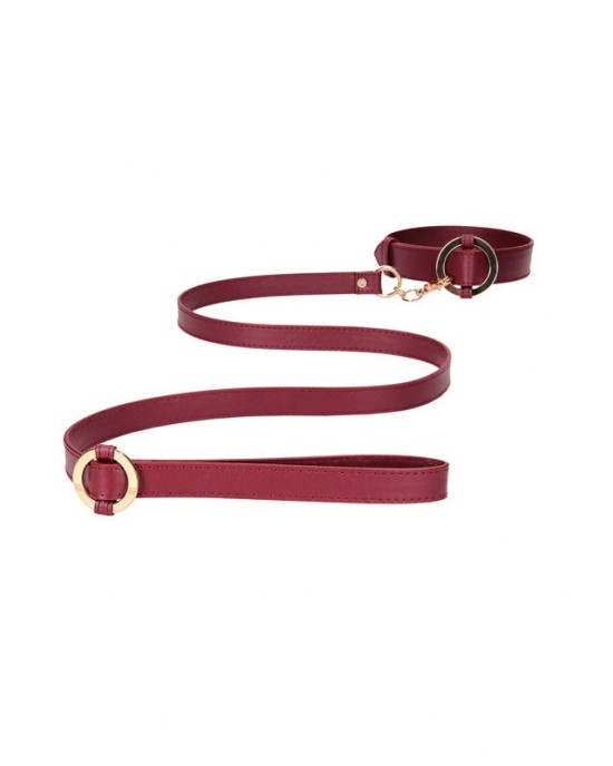 OUCH! Halo - Collar With Leash - Burgundy