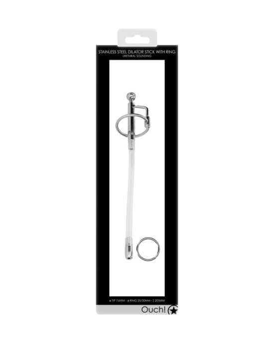 OUCH! Urethral Sounding - Stainless Steel/Plastic 18.5cm Dilator Stick