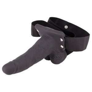 6 Inch Vibration Hollow Strap-On - Black