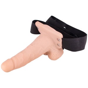 6 Inch Vibration Hollow Strap-On - Flesh