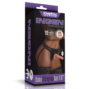 Ingen Easy Strap-On Set - Flesh 7 Inch Vibrating Strap-On